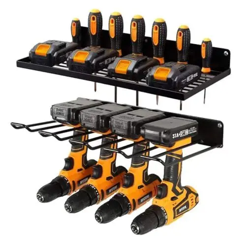 Produktbild: Power Tool Organizer Storage Rack Wall Mount Drill Holder for 5 Power Drill Tools,Elektrowerkzeug-Organizer, Aufbewahrungsregal, Wandhalterung,Wandhalterung Für Robuste Stecktafel (Schwarz)