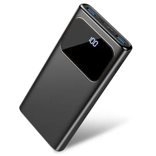 Produktbild: Powerbank 10000mAh, Power Bank PD15W Schnelles Aufladen mit USB C Input & Output Externer Akku, Tragbares Ladegerät LED Display 3 Ausgängen & 2 Eingängen für iPhone 15 14 13 Serie, Samsung S23, Galaxy