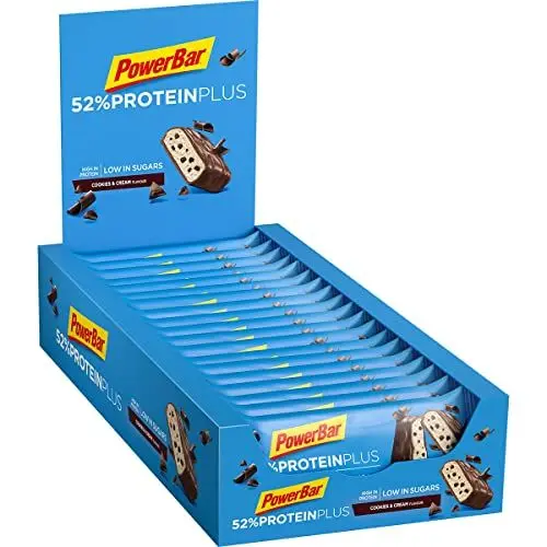 Produktbild: Powerbar - 52% Protein Plus - Cookies&Cream - 20x50g - High Protein Low Sugar Riegel