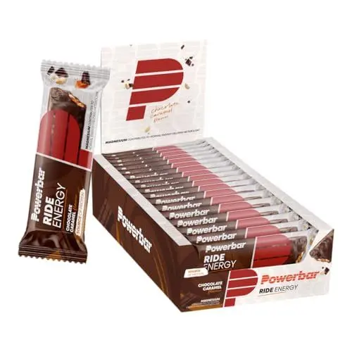 Produktbild: Powerbar - Ride Energy - Chocolate Caramel - 18x55g - Kohlenhydrat Eiweißriegel - Magnesium - kollagenfrei