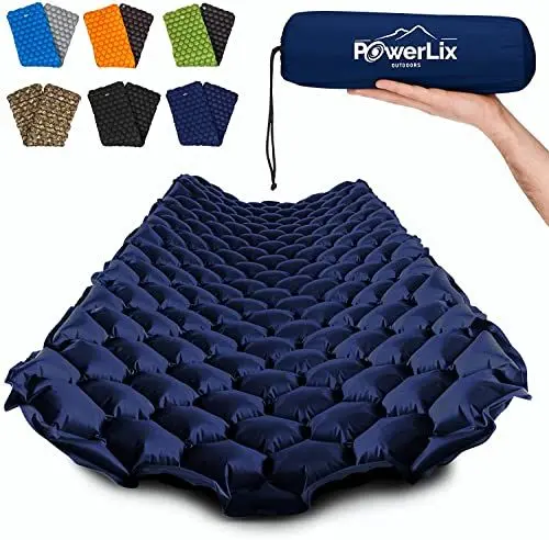 Produktbild: POWERLIX Camping Outdoor Luftmatratze - Ultraleichte Aufblasbare Isomatte, kompakte und leichte für Outdoor, Camping,Rucksackreisen, Wandern - Aufblassack, Tragetasche, Reparaturset