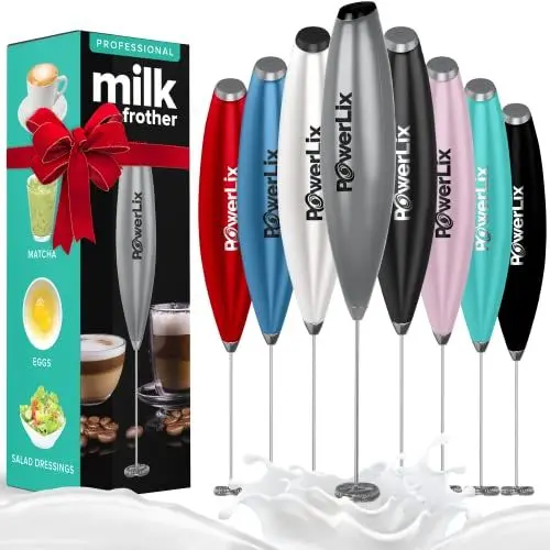 Produktbild: PowerLix Milchaufschäumer Stab ohne Ständer - Elektrischer Milchschäumer 15-20s, 19000 U/min - Batteriebetriebener Milk Frother für Kaffee, Latte, Cappuccino, heiße & kalte Schokolade
