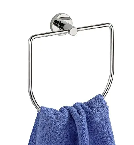 Produktbild: WENKO Power-Loc® Handtuchring Elegance - Befestigen ohne bohren, Zinkdruckguss, 16.5 x 18 x 5 cm, Chrom