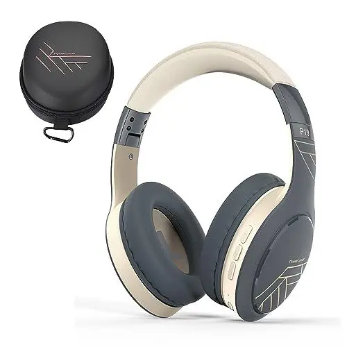 Produktbild: PowerLocus Bluetooth Kopfhörer Over Ear, Kabellos mit 3-EQ modi, 60std. Spielzeit, Hi-Fi-Stereo Faltbare Headset mit Mikrofon, Memory-Foam Ohrpolster und Stoff-Stirnband für Handy/Reisen/PC