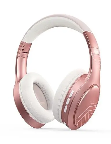 Produktbild: PowerLocus Bluetooth Kopfhörer Over Ear, Kopfhörer Kabellos mit 3-EQ modi, 60std. Spielzeit, Hi-Fi-Stereo Faltbare Headset mit Mikrofon, Memory-Foam Ohrpolster und Stoff-Stirnband für Handy/Reisen/PC