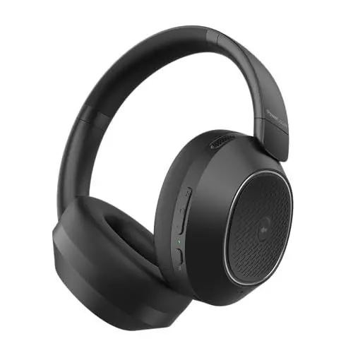 Produktbild: PowerLocus Hybrid Active Noise Cancelling Kopfhörer, 60 Std. Spielzeit Kopfhörer Kabellos, Transparenzmodus Hi-Fi Stereo Wireless Headphones mit Bass-Taste, Faltbares, Mikrofon für Reisen, Handy, PC