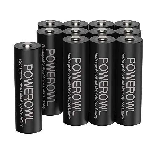 Produktbild: POWEROWL AA Akku 2800mAh Wiederaufladbar Batterien AA 12 Stück (Geringe Selbstentladung, 1200 Zyklen) 1.2v NI-MH Akku AA Batterien