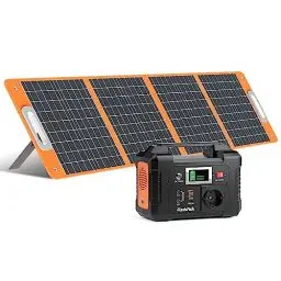 Produktbild: Powerstation mit Solarpanel, 151Wh Tragbare Powerstation und 100W Solarpanel Faltbar, 18V Solarpanel mit Speicher Camping Solaranlage Komplettset, 200W Solargenerator für Handys, Laptop, Drohnen