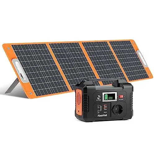 Produktbild: Powerstation mit Solarpanel, 151Wh Tragbare Powerstation und 100W Solarpanel Faltbar, 18V Solarpanel mit Speicher Camping Solaranlage Komplettset, 200W Solargenerator für Handys, Laptop, Drohnen