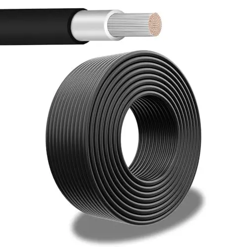 Produktbild: PowerWerk - Solarkabel 6mm² Schwarz - 50m - UV-beständig, flexibel, Photovoltaik, PV Kabel, Solar Anschlusskabel für Solarpanel, Wechselrichter & Laderegler (Schwarz, 50m)