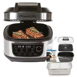 Produktbild: PowerXL MultiCooker Frittierkorb-Set - 12 in 1 Multikocher mit Warmhaltefunktion - Heißluftfritteuse, Backofen, Bratpfanne uvm. - 5,7 Liter - 12 Kochprogramme - Airfryer - 80% weniger Fett