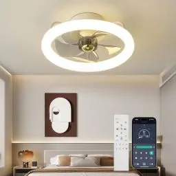 Produktbild: POWROL Leise Deckenventilator mit Beleuchtung LED Dimmbar Modern Deckenlampe Mit Ventilator Und Fernbedienung APP 3 Farbtemperatur Umkehrbaren DC Motor Ventilator mit Licht für Schlafzimmer Wohnzimmer