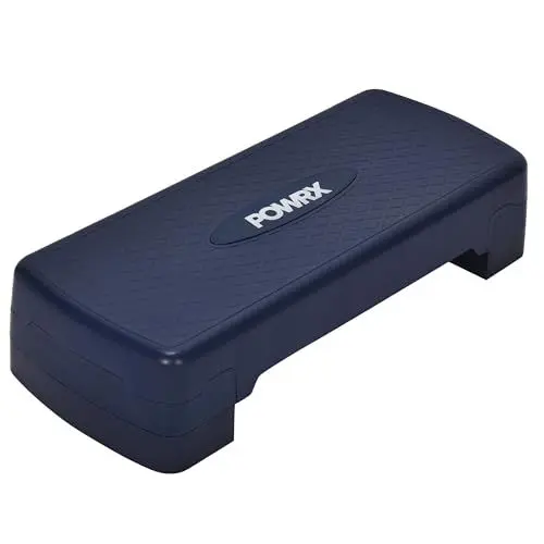 Produktbild: POWRX Aerobic Steppbrett Fitnessgeräte für Zuhause - Step Aerobic Brett mit Rutschfester Matte - Fitness Geräte Zuhause Höhenverstellbarer Stepper - Marineblau