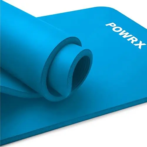 Produktbild: POWRX Gymnastikmatte | Yogamatte (Blau, 190 x 60 x 1 cm) Premium inkl. Tragegurt + Tasche + Übungsposter GRATIS I Hautfreundliche Fitnessmatte TÜV Süd bestätigt Phthalatfrei