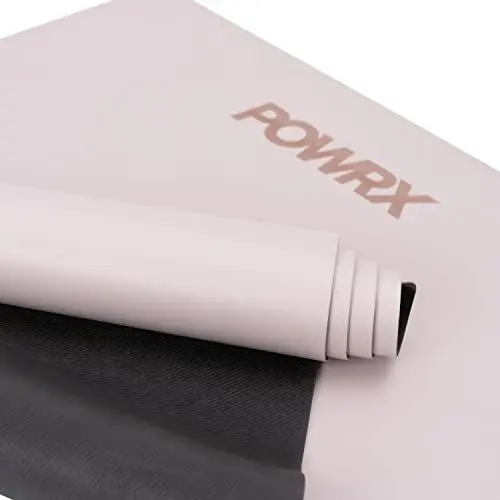 Produktbild: POWRX Yoga Matte Naturkautschuk PU Pink mit ökologischer Canvas Tasche - Matte 183x68x0,3cm rutschfest geeignet für Hot Yoga Pilates
