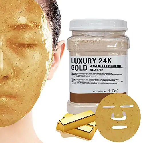 Produktbild: POZTL Jelly Mask Powder für Gesichtsbehandlungen, 24K Gold Anti Aging Jelly Face, Peel Off Hydro Face Mask Powder zur Bekämpfung feiner Linien, ungleichmäßiger Hautton, DIY SPA 23 FLOZ