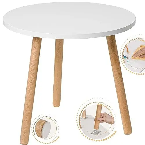 Produktbild: P&P Furniture couchtisch rund weiß 50 cm Durchmesser, skandinavischer holztisch - runder holztisch 50 x 47 cm, wohnzimmertisch und Kinderzimmer, Round Coffee Table minimalistisch