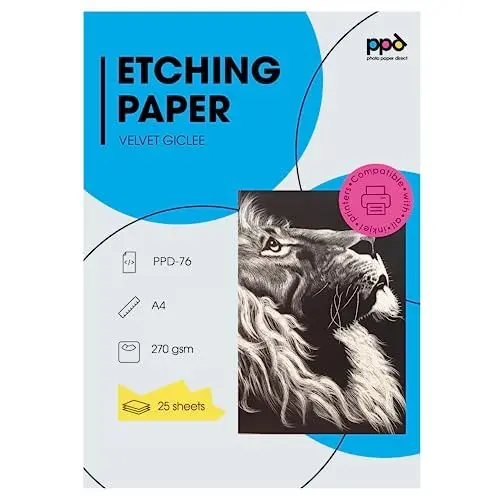 Produktbild: PPD 25xA4 Inkjet FineArt Etching White Velvet 270g Fotopapier Matt mit sanfter Struktur PPD-76-25