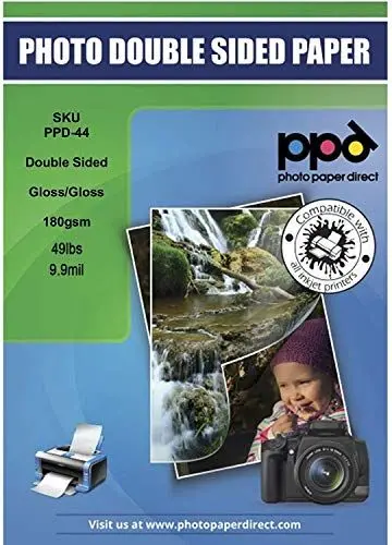 Produktbild: PPD 50 x A4 Inkjet Fotopapier 180g Beidseitig Bedruckbar, Hochglänzend, Sofort Trocken PPD-44-50