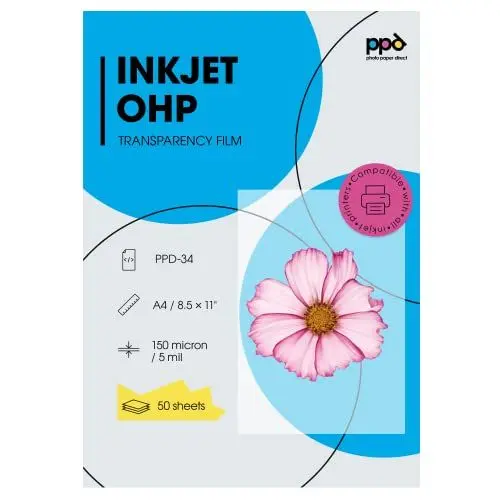 Produktbild: PPD 50 x A4 Inkjet Premium Overheadfolie für vollfarbige Ausdrucke in höchster Qualität PPD-34-50