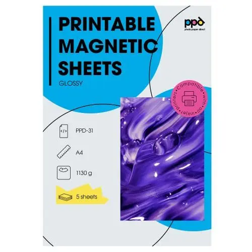 Produktbild: PPD 5xA4 Inkjet Premium Fotopapier Magnetisch, Glänzend, Bedruckbar und Schneidbar PPD-31-5