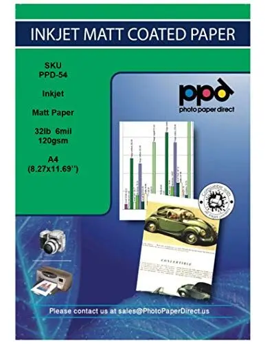 Produktbild: PPD A4x100 Blatt Inkjet Fotopapier 120g Matt Einseitig für alle Tintenstrahldrucker PPD-54-100