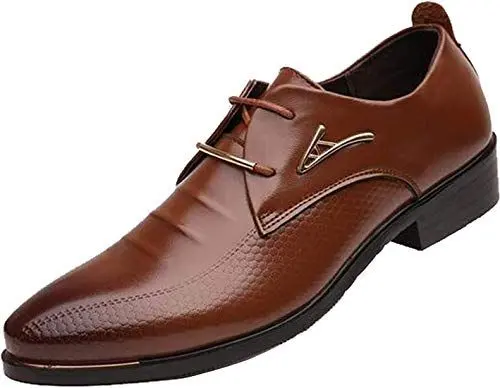 Produktbild: PPXID Herren Schnürhalbschuhe Klassiker Businessschuhe Hochzeit Anzugschuhe Oxfords, Braun, 41 EU