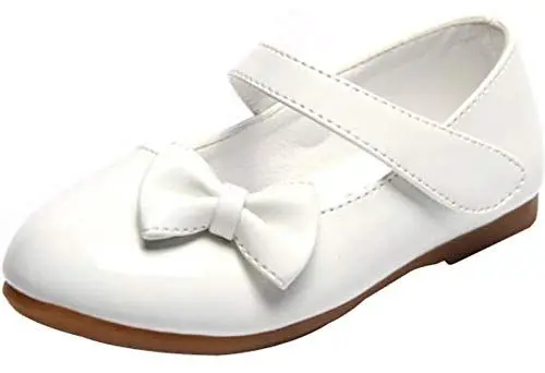 Produktbild: PPXID Mädchen Mary Jane Halbschuhe Bequem Lackleder Ballerinas,Weiß,28 EU