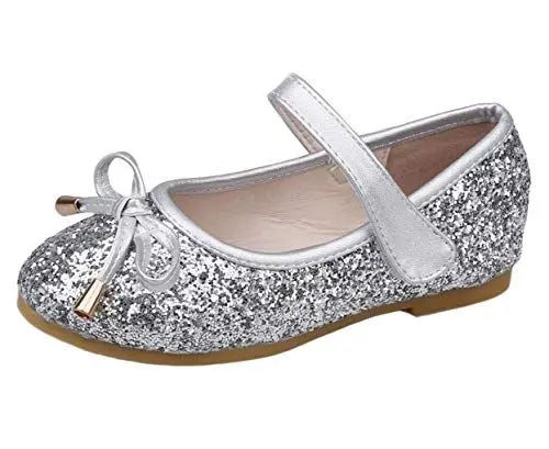 Produktbild: PPXID Mädchen Mary Jane Halbschuhe Glitzer Hochzeitsschuhe Prinzessin Taufschuhe Ballerinas,Silber,31 EU