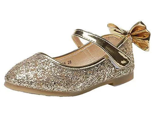 Produktbild: PPXID Mädchen Mary Jane Halbschuhe Glitzer Hochzeitsschuhe Prinzessin Taufschuhe Bequem Ballerinas, Gold, 25 EU