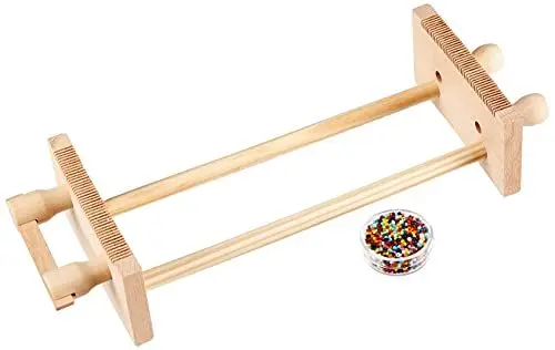 Produktbild: Pracht Creatives Hobby 3331-02 Perlwebrahmen aus Holz zum Perlenfädeln, in Einzelteilen, inkl. Perlen (Rocailles) und Anleitung, zum Weben von Freundschaftsbändern und Armbändern