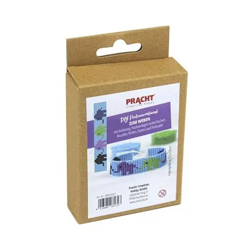 Produktbild: Pracht Creatives Hobby 5884-00221 - DIY Bastelset zum Gestalten eines Elefanten-Perlenarmbands, mit blauen und bunten Miyuki-Perlen, Gesamtgröße ca. 13,5 x 1,8 cm