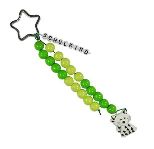 Produktbild: Pracht Creatives Hobby 5935-12031 Rechenkette zum Selbstgestalten, mit Schlüsselanhänger, Schulkind hellgrün-grün, Bastelset mit 20 Rechenperlen, als Geschenk zur Einschulung