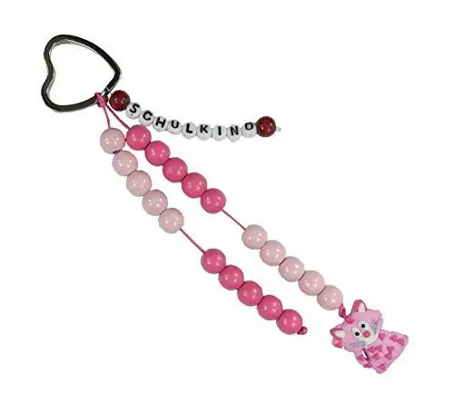 Produktbild: Pracht Creatives Hobby 5935-12151 Rechenkette zum Selbstgestalten, mit Schlüsselanhänger, Schulkind rosa-pink, Bastelset mit 20 Rechenperlen, als Geschenk zur Einschulung