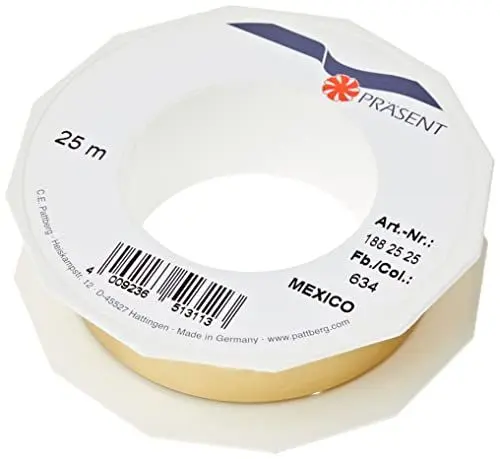 Produktbild: Präsent C.E. Pattberg Mexico Geschenkband metallic Gold, 25 m Ringelband zum Einpacken von Geschenken, 25 mm Breite, Zubehör zum Dekorieren & Basteln, Dekoband, Anlass