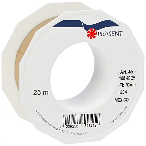 Produktbild: Präsent C.E. Pattberg Mexico Geschenkband metallic Gold, 25 m Ringelband zum Einpacken von Geschenken, 40 mm Breite, Zubehör zum Dekorieren & Basteln, Dekoband, Anlass