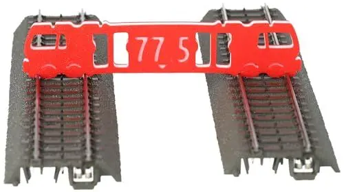 Produktbild: Präzise Gleisabstandslehre H0 für Modellbahnen - 77,5 mm und 64,3 mm Messbereiche - Lokomotiv-Design - Robustes PLA-Material Modellbahn-Enthusiasten, Farbe:Red White