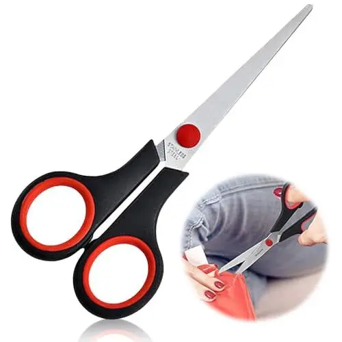 Produktbild: Präzisions Küchen Schere, Stainless Steel Scissor Set Ultrascharfe Titanbeschichtung-Klingen, Weiche Komfortgriffe, Mehrzweckschere, Schwarz-rot