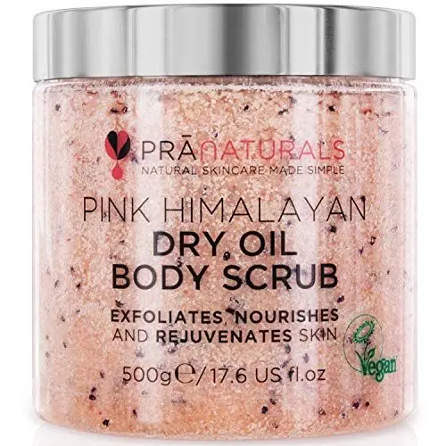 Produktbild: PraNaturals Körperpeeling aus rosafarbenem Himalaysalz 500 g, Von Natur aus reich an pflegenden Mineralstoffen und Vitaminen, Entfernt abgestorbene Hautzellen und regeneriert die Haut