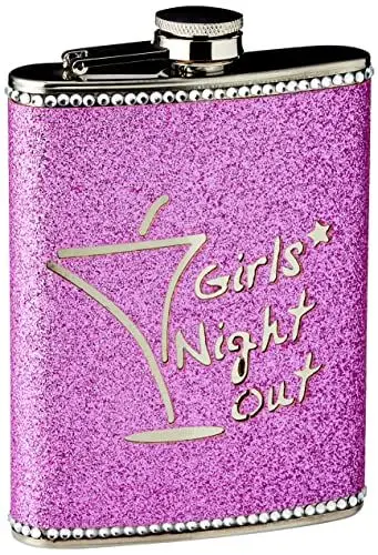 Produktbild: Premier Housewares 0508075 Flachmann aus Edelstahl Pink Girls Night Out, 8 Unzen, H14 x W10 x D3cm