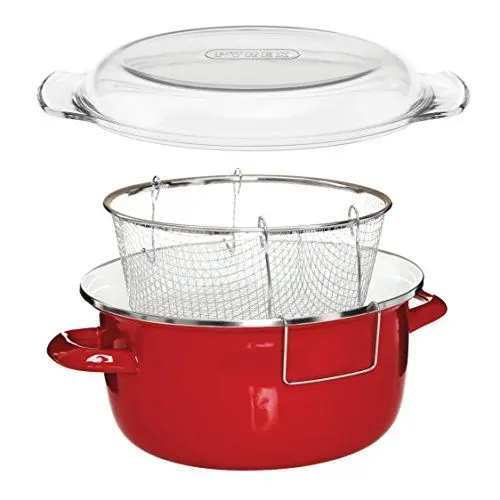 Produktbild: Premier Housewares 102114 Deep Fryer Friteuse, emaille, 5 liters, rot, 33 x 27 x 16 cm