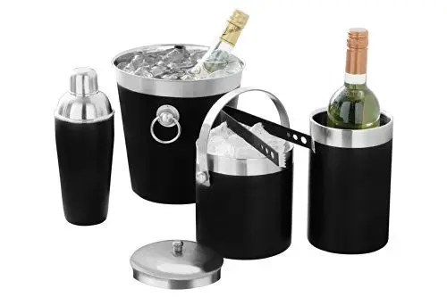 Produktbild: Premier Housewares Emaillierter Champagnerkühler mit Edelstahlgriffen und -rand, schwarz