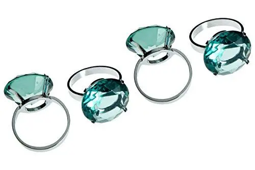 Produktbild: Premier Housewares Serviettenringe mit Strvasasteinen, 4 Stück, Chrom, blau, 4 x 5 x 6 cm, Diamant, Grun, 5x4x6, 4