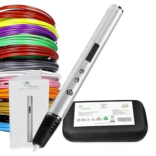 Produktbild: Kreativkids Premium 3D Stift mit OLED Display | für Kinder und Erwachsene. 3D Stifte + 10 Farben PLA Filament und Etui