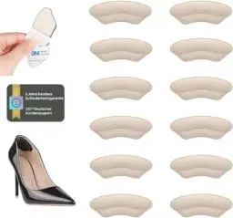 Produktbild: Premium 3M Kleber Fersenpolster 6er Paar bequem weich - Antirutsch Fersenschutz für zu große Schuhe gegen Blase, Fersensporn und Reibung - Heel Pads Beige Ferse als Fersenkissen für Damen & Herren