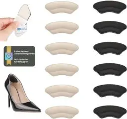 Produktbild: Premium Fersenpolster Schuheinlagen 6er Set – Fersenschutz & Fersenkissen mit 3M Kleber – Gel Antirutsch Einlagen für zu große Schuhe & Stiefel – Schuhfüller Heel Protector Pads gegen Blasen