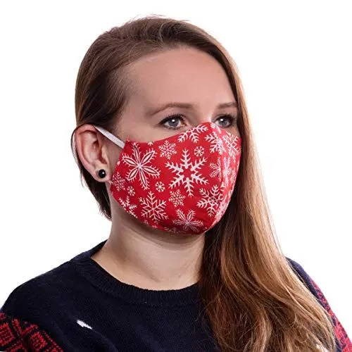Produktbild: Premium Atmungsaktive Dreilagig Mundschutz Behelfsmaske - Wiederverwendbar Gesichtsschutz für Damen und Herren - Gesichtsmaske, Stoff Maske Rot Baumwolle Waschbar - Schutz für Mund und Nase