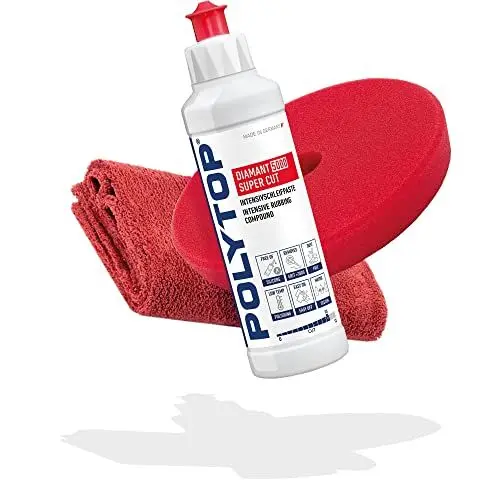 Produktbild: Premium Auto Politur Bundle: POLYTOP Diamant 5000 Super Cut 250ml + POLYTOP Cutting Pad 165mm + detailmate Poliertuch 550GSM - Zur professionellen Autoaufbereitung, auch für Einsteiger geeignet