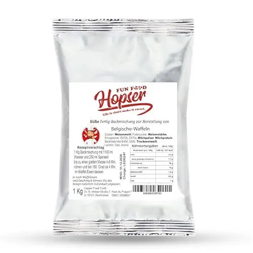Produktbild: Premium Belgische Waffeln Backmischung 1 kg | Knusprig & Fluffig | Einfach zubereiten | 2,35 Kg fertiger Teig | ca 50 Waffeln