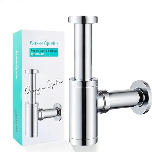 Produktbild: Premium Design Siphon für Waschbecken Universal Siphon (silbrig)
